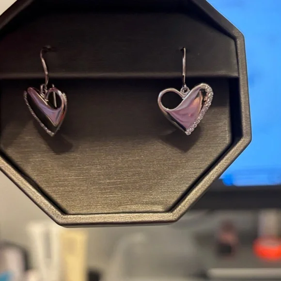 Shane Co. Silver Heart Earrings - Picture 2 of 3